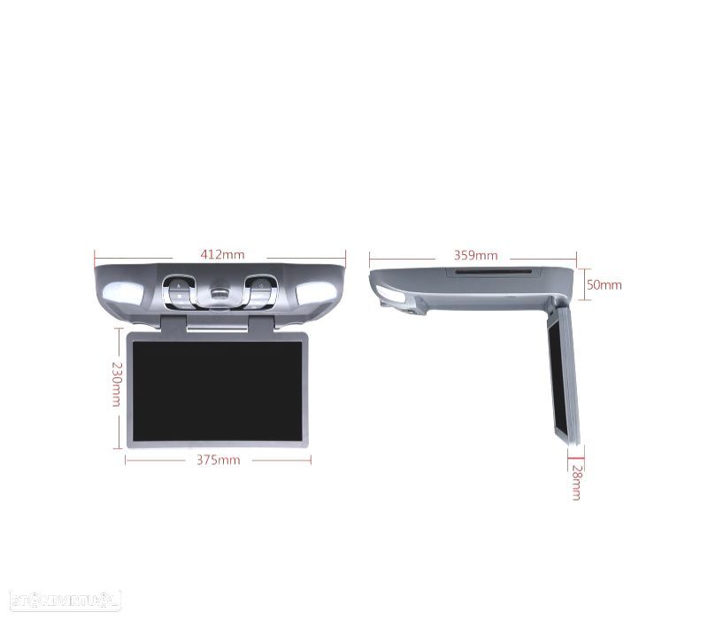 ECRÃ DE TETO CINZENTO 15,6" COM DVD COLUNAS LUZ E JOGOS 32BITS - 3