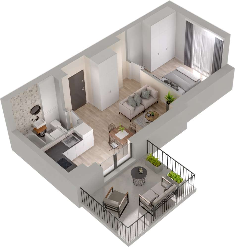 4.M.24 | 35,21 m² | 2 pokoje z tarasem| Krzyki- Gaj