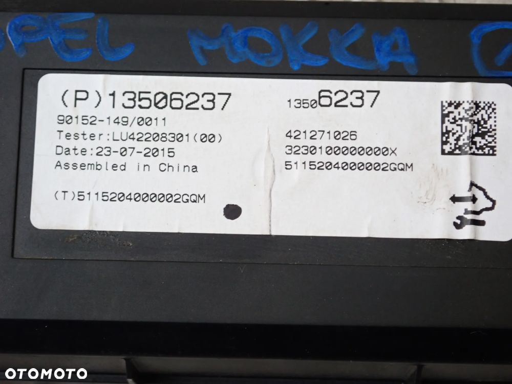 OPEL MOKKA CZĘŚCI (1)- 544930977, 13506237, 95959199, 13506998, 94520915, 12669749, 13474049, 95087911, 94521425, 95371599, 42342756, 95327401, 95327400, PAS BEZPIECZEŃSTWA LEWY/ PRAWY PRZÓD, 1097871S01 - 5
