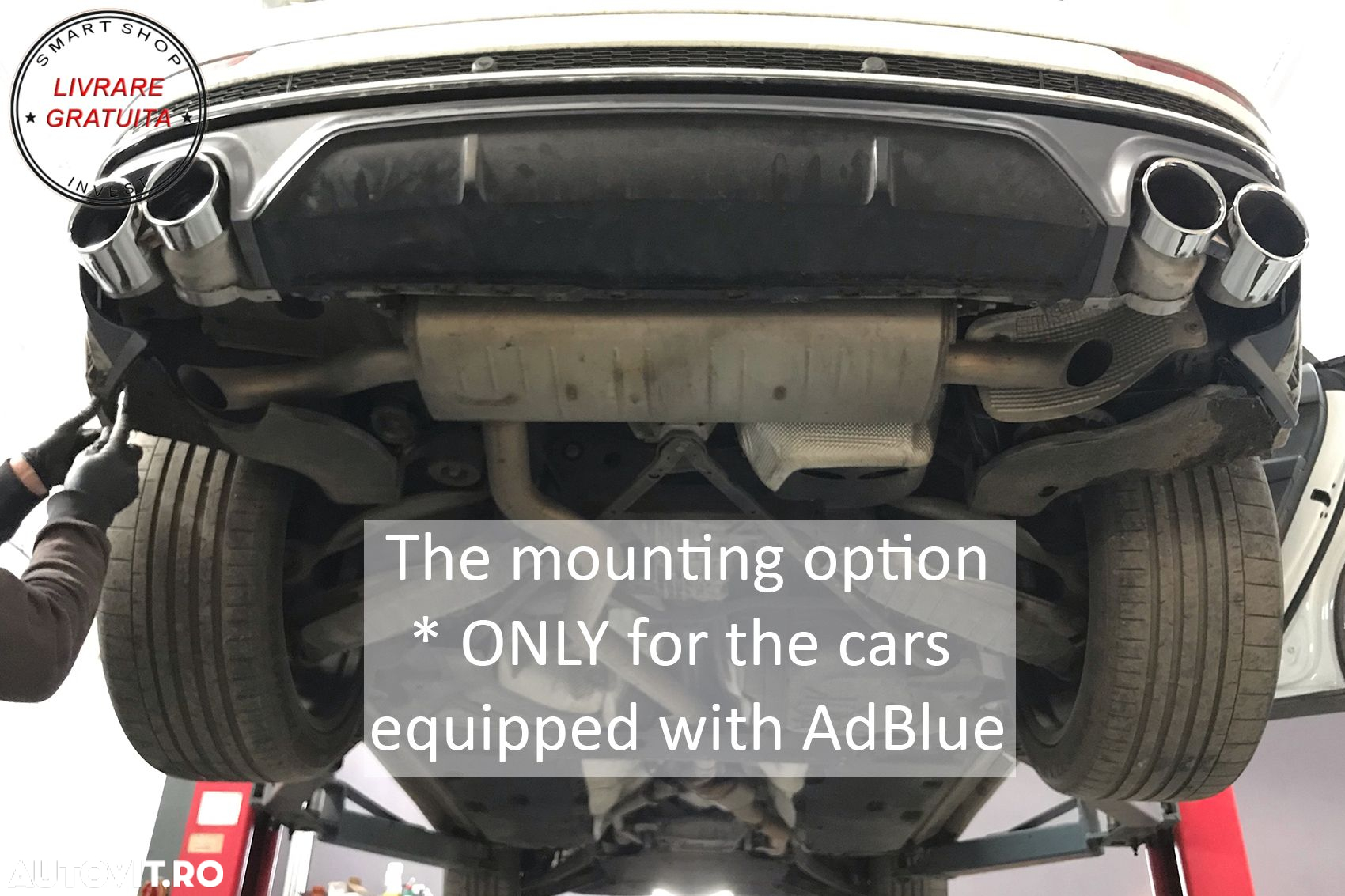Difuzor Bara Spate Evacuare Dubla Audi Q8 S-Line (2018-2023) Evacuari Crom- livrare gratuita - 23
