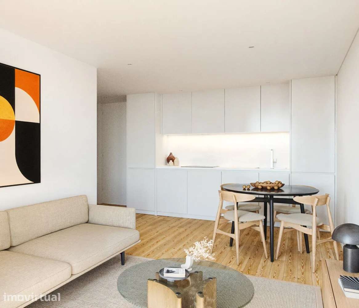 Apartamento T1 novo, com jardim privativo de 64m2 e lugar de garagem - Grande imagem: 3/9