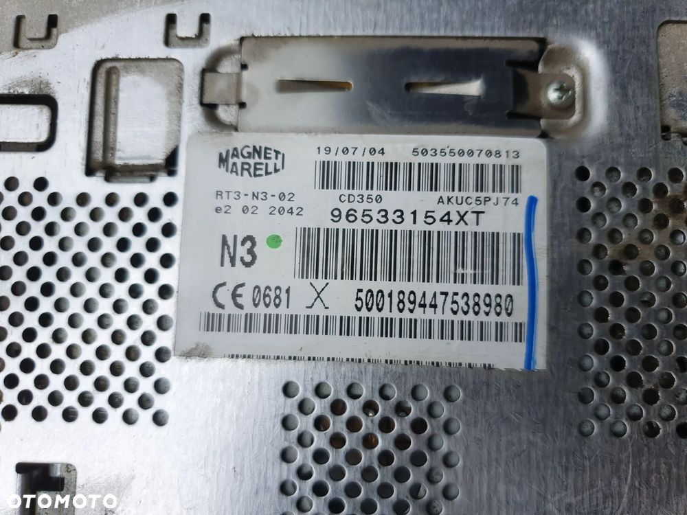 RADIO RADIOODTWARZACZ CD RDS TELEFON 96533154XT PEUGEOT 307 01-05 - 2