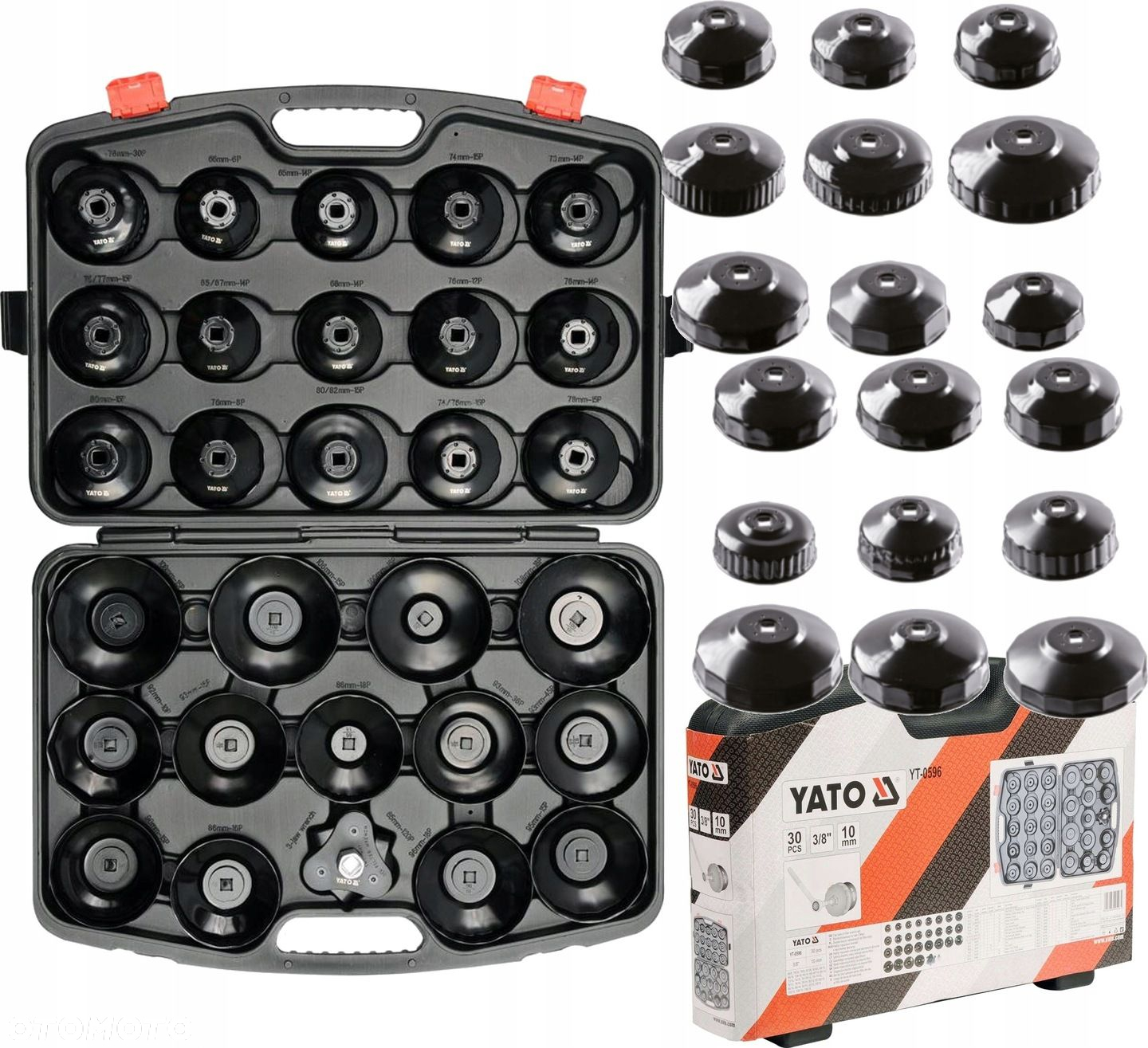 YT-0596 KLUCZE NASADOWE DO FILTRÓW OLEJU 30 szt.YATO WALIZKA CrMo - 8