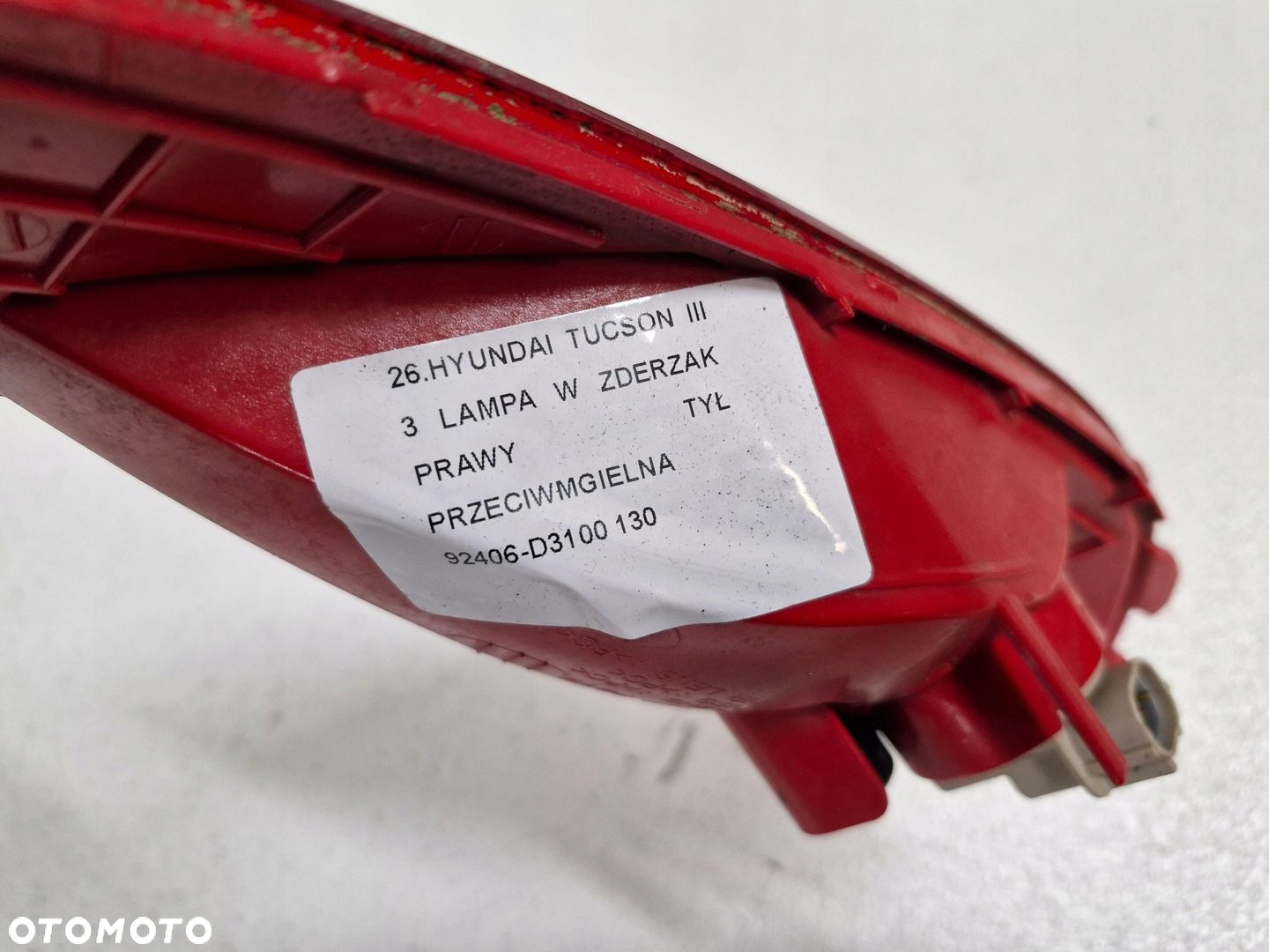 HYUNDAI TUCSON III 3 LAMPA W ZDERZAK PRAWY TYŁ PRZECIWMGIELNA 92406-D3100 - 8