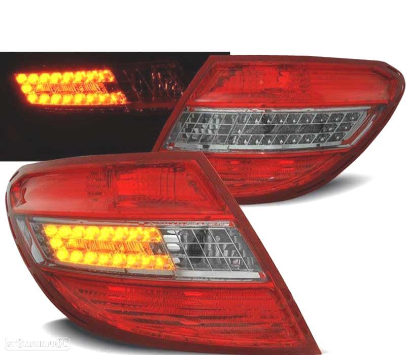 FAROLINS TRASEIROS LED PARA MERCEDES W204 SEDAN 07-10 VERMELHO FUMADO - 1