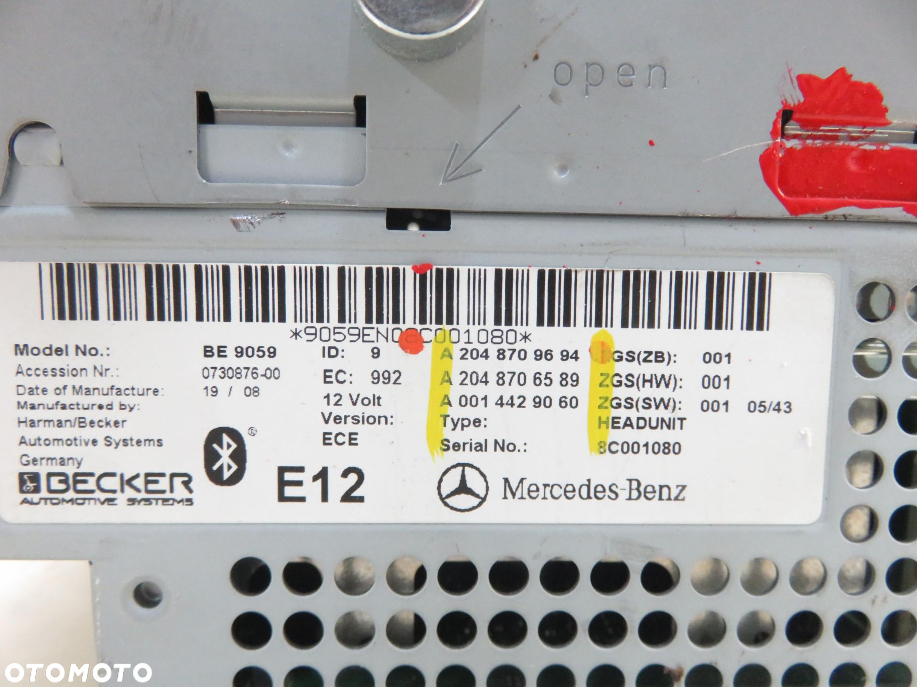 RADIO MERCEDES KLASA C W204 2048709694 2048706589 0014429060 - 11