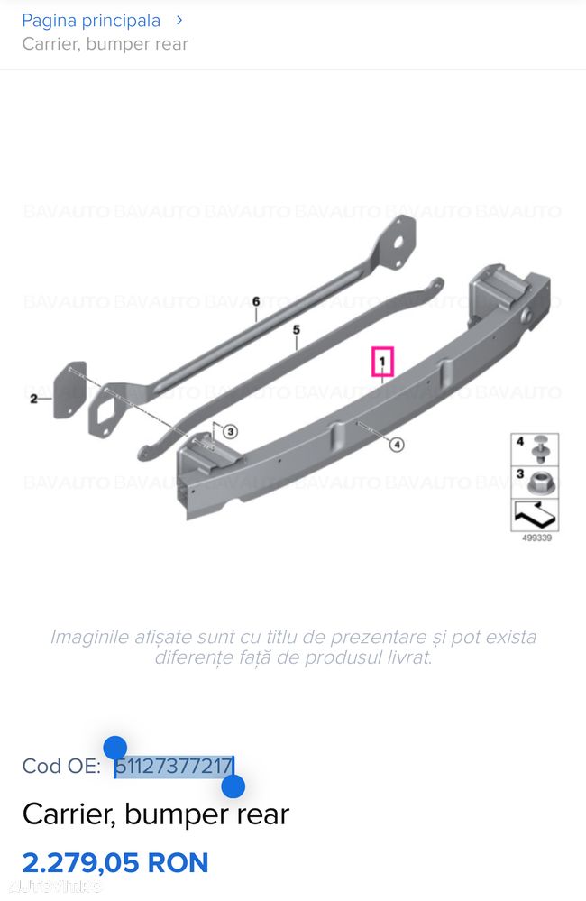 Armătura bară spate BMW seria 7 g11 g12 și lci 730d 740dx - 7