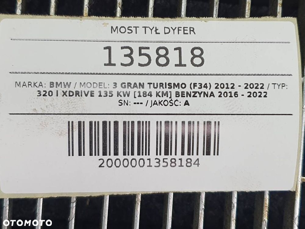 MOST DYFER DYFERENCJAŁ TYŁ TYLNY BMW 3 F34 GT 2.0 B 184 7589481 3.38 - 7