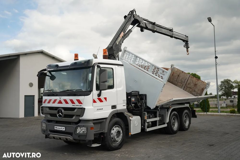 Mercedes-Benz ACTROS 3344 / 6x4 / BASCULATOR DUBLU / HYDRODOLT / + HIAB XS 166 HDS / RADIOCOMANDĂ / ROTATOARE / EPS + AMBREIAJ / EURO 5 / - 8