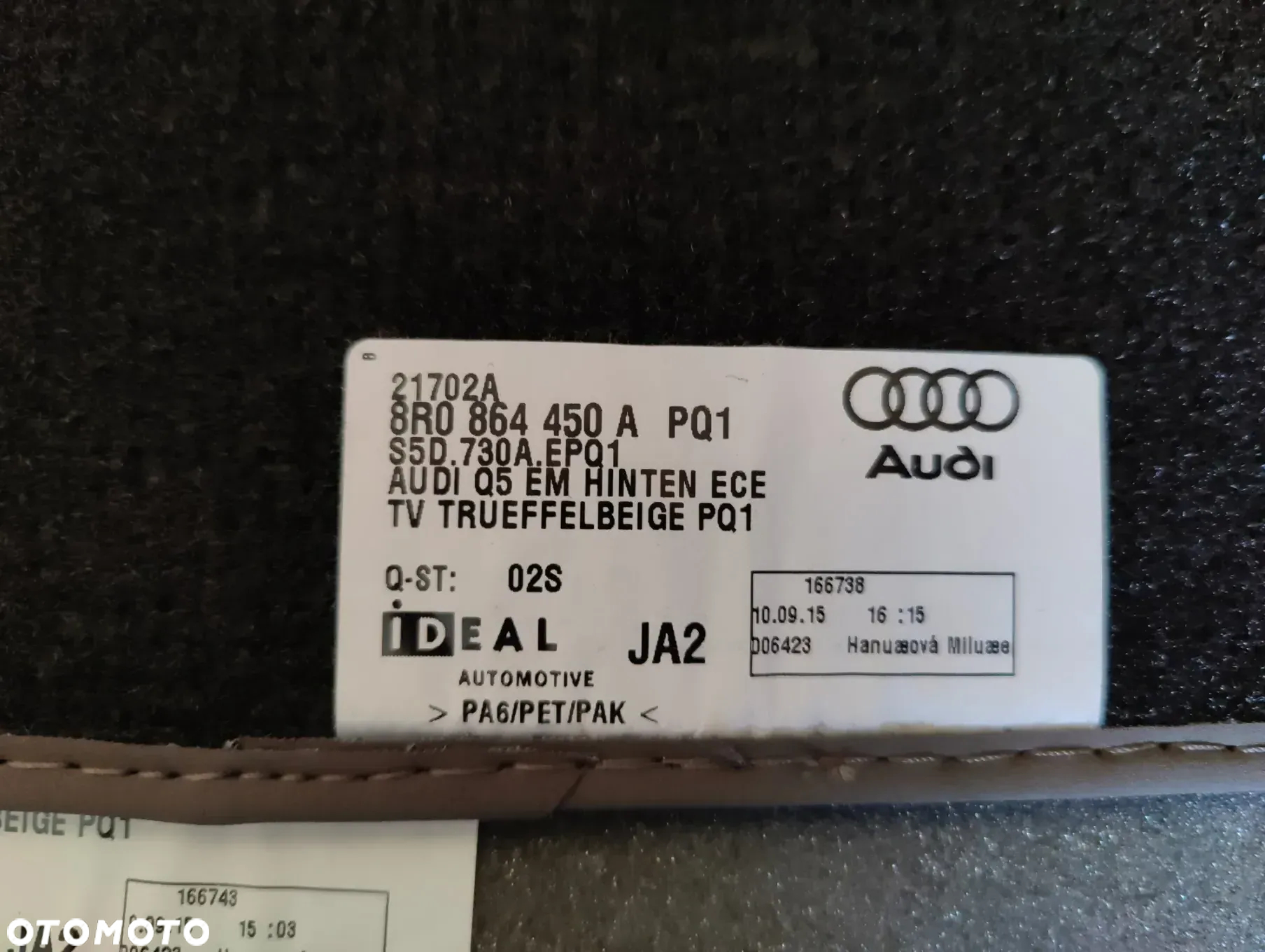 AUDI Q5 8R NOWE DYWANIKI WELUROWE ORYGINALNE 8R1863691C 8R0864450A - 6