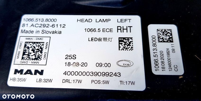 lampa reflektor man tgx tgl tgm tg3 lewa led - 10