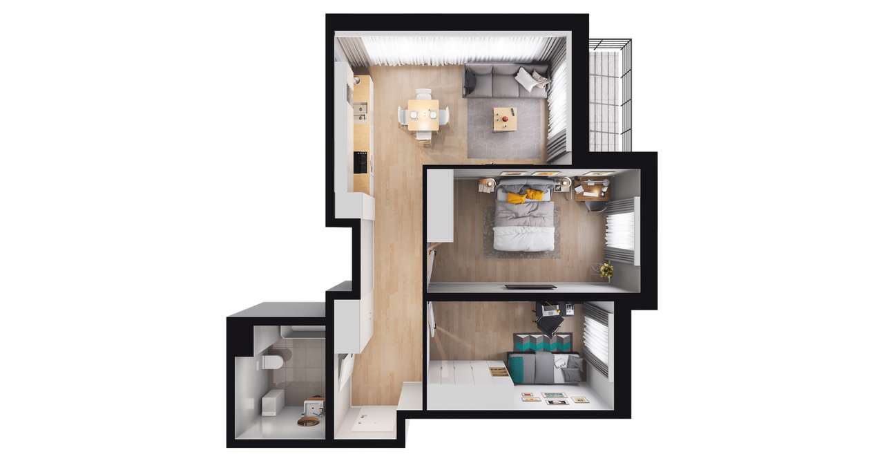 3-pokojowe mieszkanie 59m2 + balkon Bezpośrednio - Pełny obrazek: 3/15
