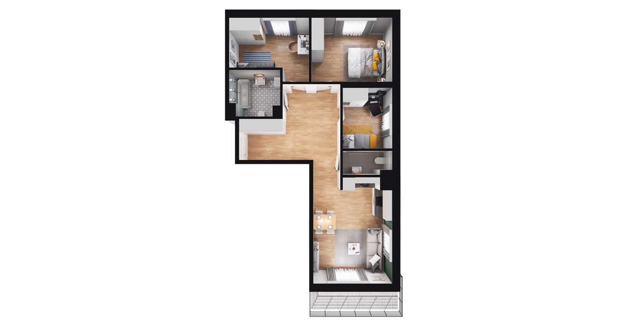4-pokojowe mieszkanie 72m2 + balkon - Pełny obrazek: 2/13