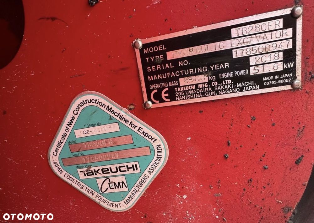 Takeuchi Leasing nawet 103 % Tb280FR 2018 koparka mini 5-6-7_8-9-10 ton TB 280 FR - 11