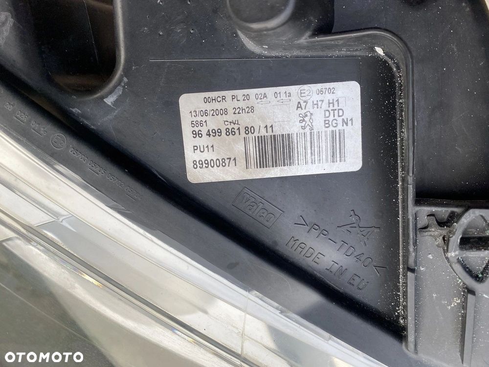 LAMPA PRZEDNIA PRAWA PEUGEUT 207 06-09 96499861 - 6