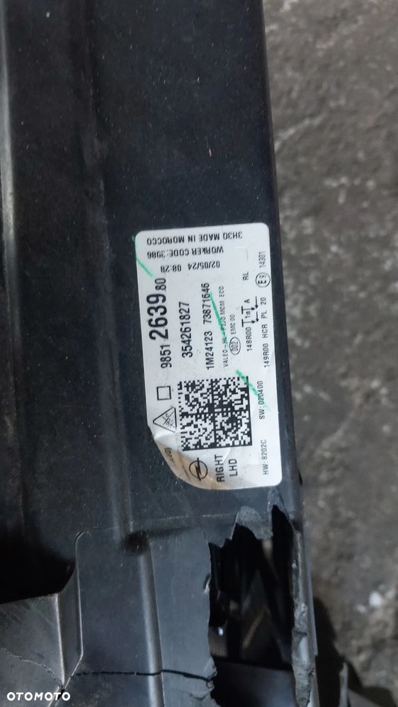 OPEL CORSA F LIFT 23- REFLEKTOR PRAWY PRZÓD LAMPA PRAWA PRZEDNIA 9851263980 kompletna - 2