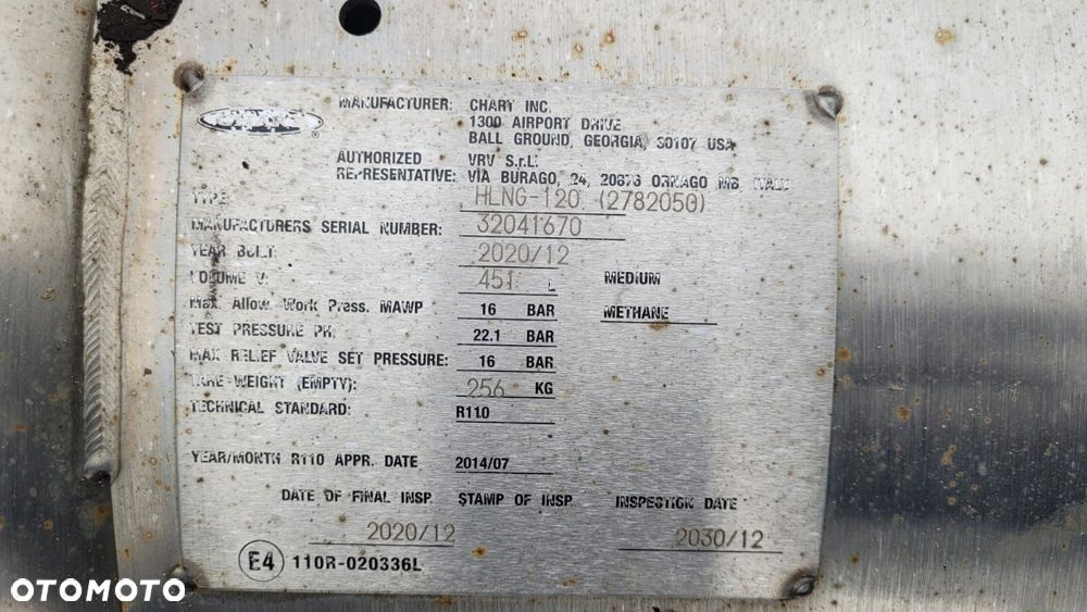 ZBIORNIK LNG GAZU ZIEMNEGO CHART 451 L SCANIA R 2020 32041670 - 3