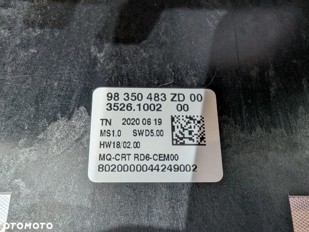 CITROEN BERLINGO IV PARTNER IV RADIO CZYTNIK WYŚWIETLACZ 98350483ZD 9818777680 - 7