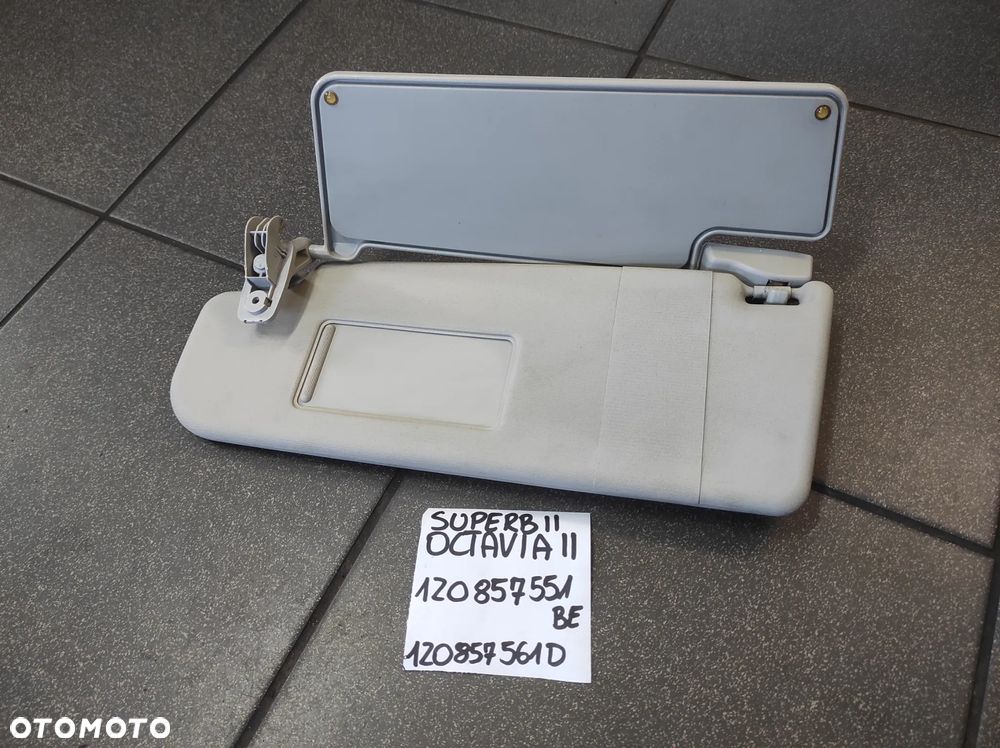 OSŁONA PRZECIW SŁONECZNA SŁONECZNIK LEWA KIEROWCY SKODA OCTAVIA 2 SUPERB 2 1Z0857551BE 1Z0857561D WYSYŁKA !!!!! - 1
