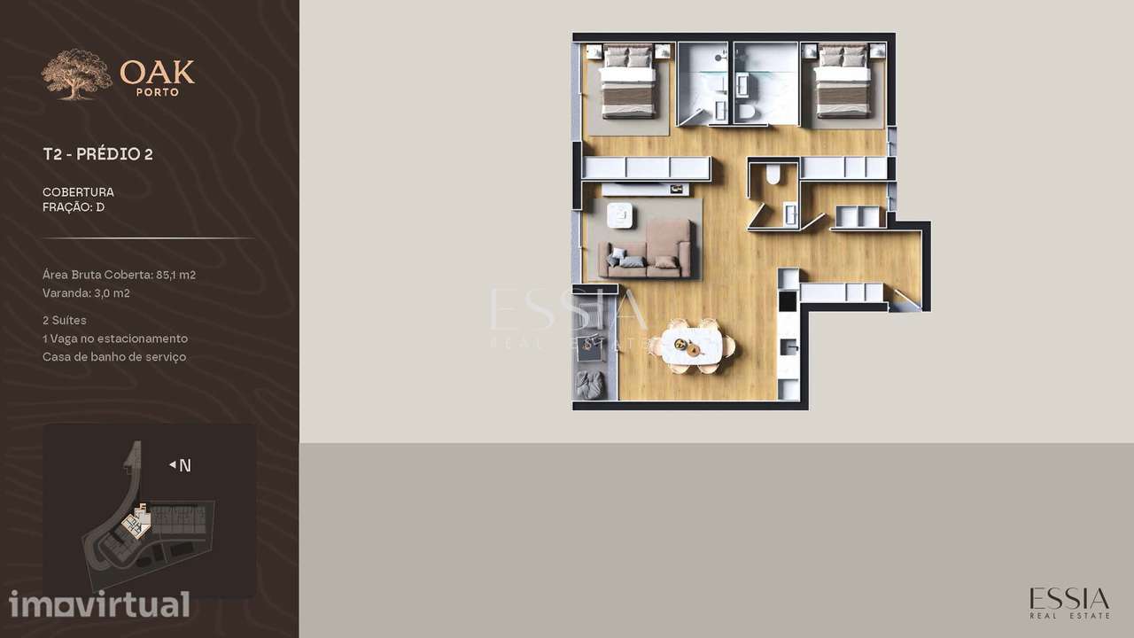 T2 Varanda e Garagem Carvalhido | T2 Novo Cedofeita OAK - Grande imagem: 4/12