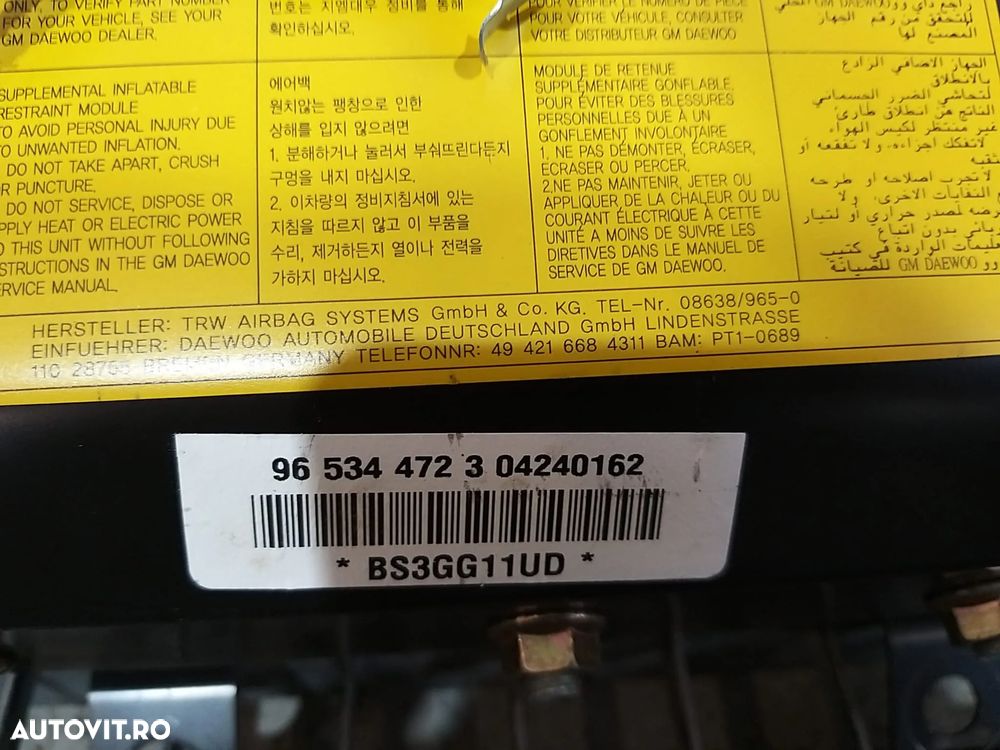 Kit airbag chevrolet kalos 96534472 96534470 96406171 - 3