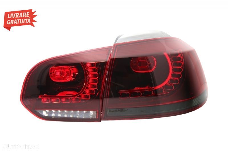 Stopuri Full LED VW Golf 6 VI (2008-2013) R20 Design Rosu Fumuriu- livrare gratuita - 8