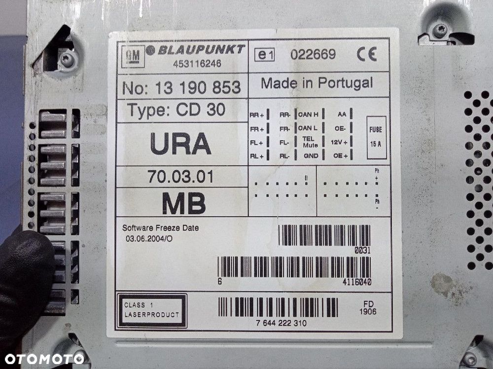 OPEL MERIVA A RADIO CD FABRYCZNE OEM CD30 13190853 - 7