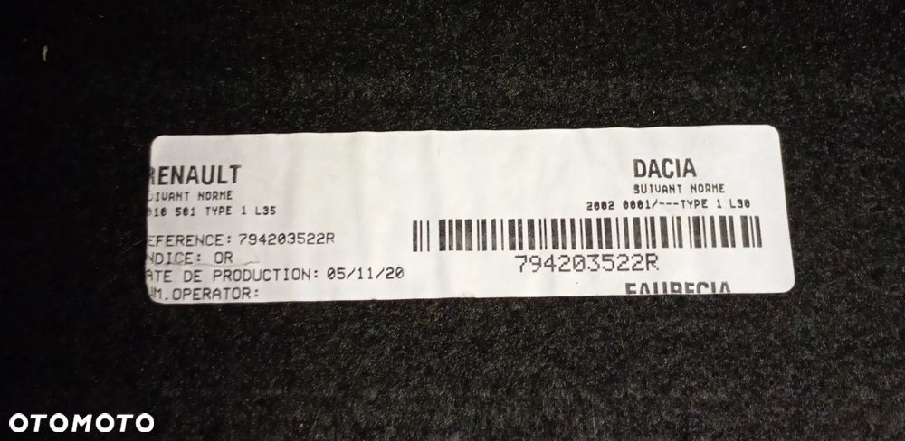 DACIA DUSTER II 17-24 PÓŁKA TYLNA BAGAŻNIKA 794203522R - 2