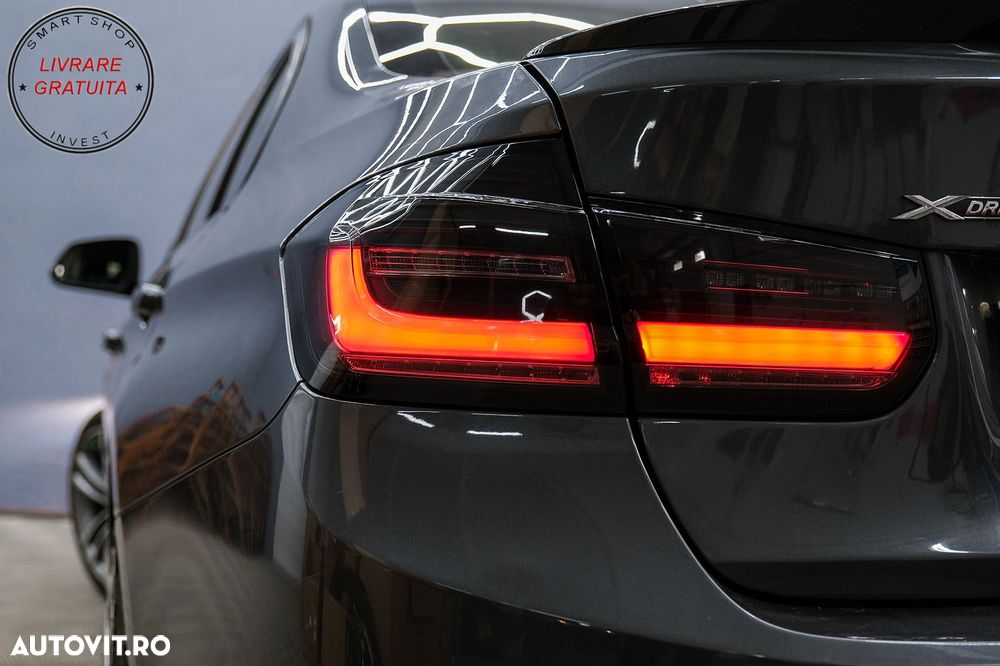 Stopuri LED BAR BMW Seria 3 F30 (2011-2019) Negru Fumuriu LCI Design cu Semnal Din- livrare gratuita - 17
