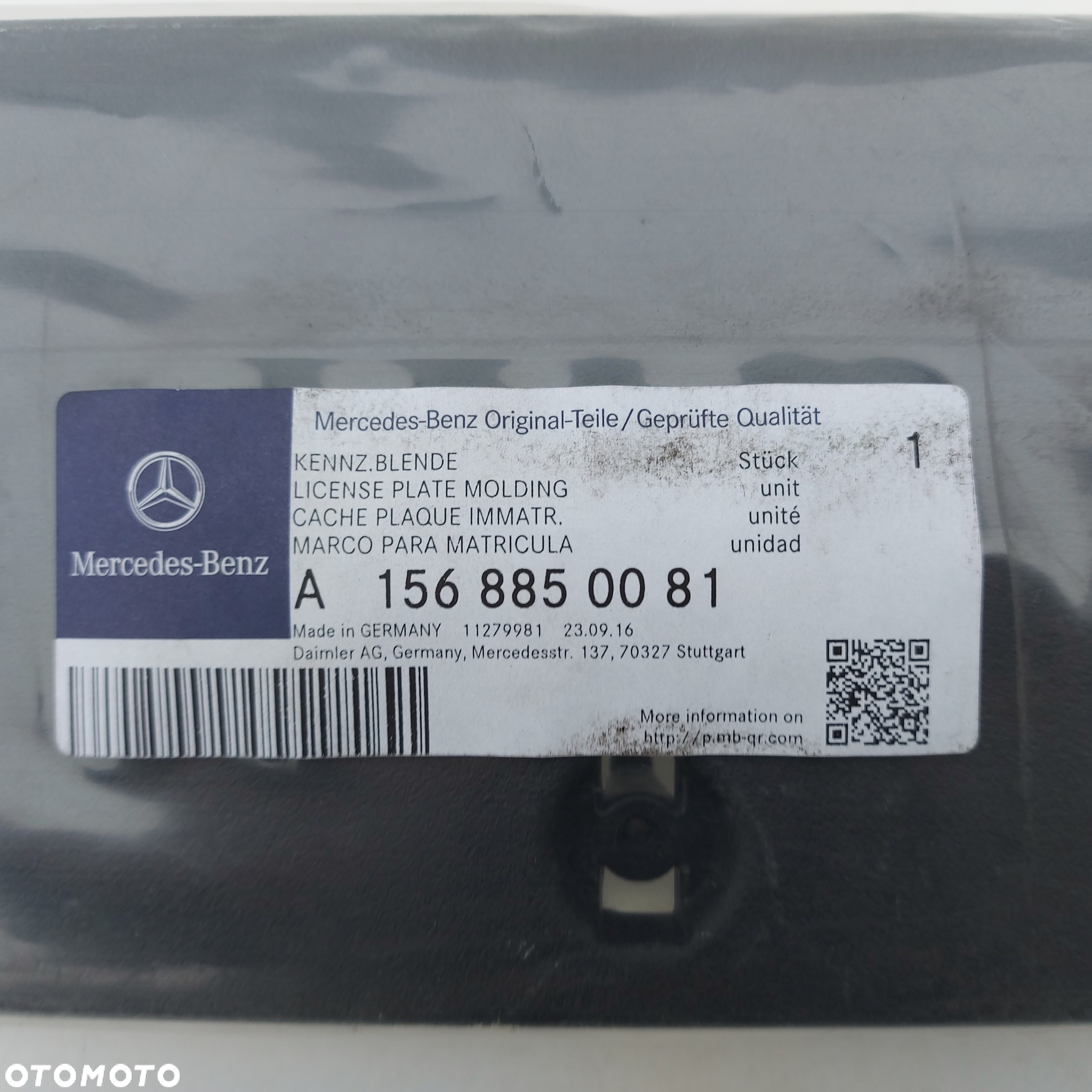 PODSTAWA OSLONA TABLICY REJESTRACYJNEJ RAMKA MERCEDES GLA W156 ORYGINAL NOWE 1568850081 - 2