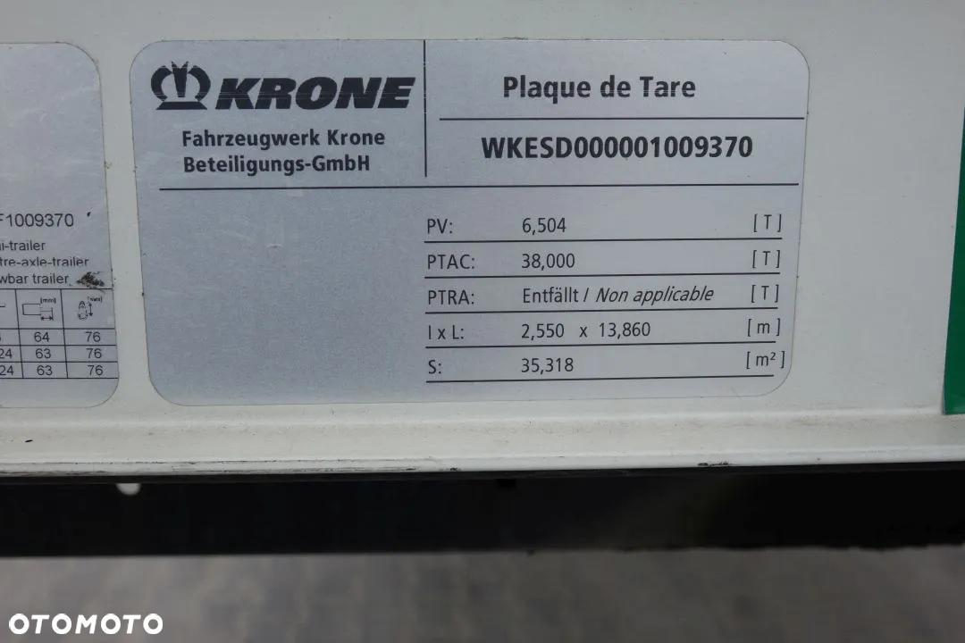 Krone FIRANKA / STANDARD / DWIE OSIE PODNOSZONE / KOSZ I KOŁO ZAPASOWE / WZMACNIANE PLANDEKI / OSIE KRONE - 32