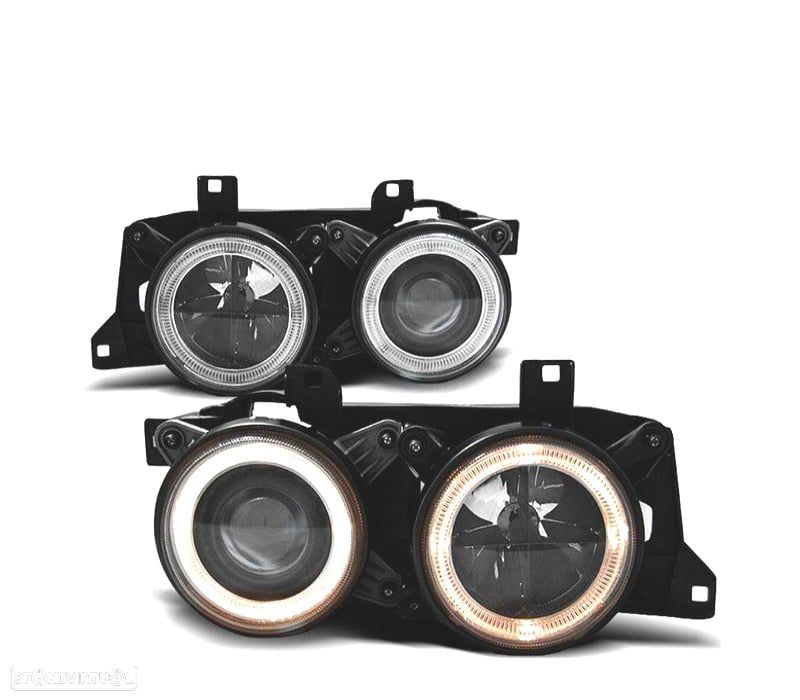 FARÓIS ANGEL EYES BMW E34 E32 88-95 PRETOS - 1