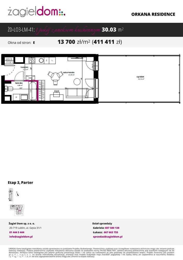 Orkana Residence 3 | mieszkanie 1-pok i ogródek