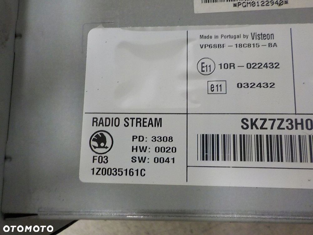 SKODA OCTAVIA II RADIO STREAM MP3 1Z0035161C - 2