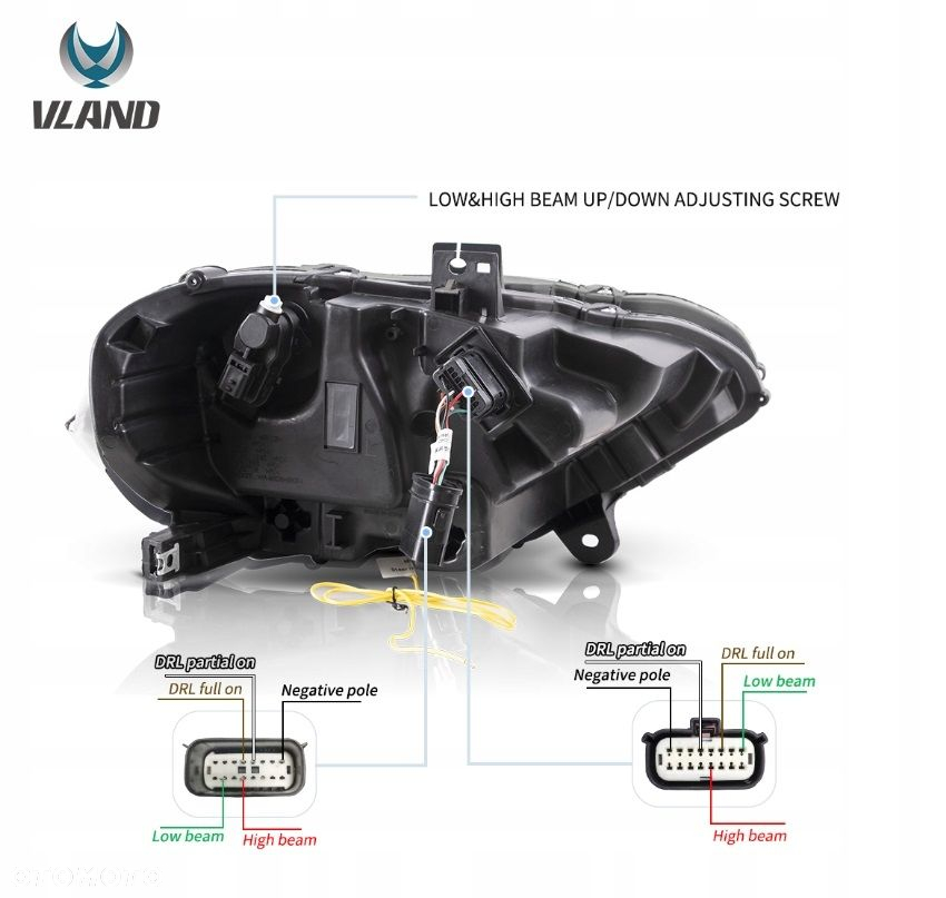 Reflektor Lampa kpl Vland Full Led RGB Tuning Ford Mustang VI 6 Lift 18-23 - 11