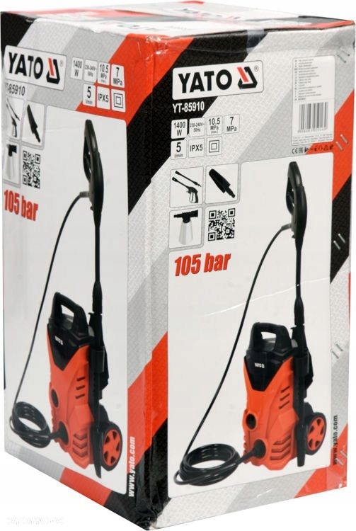 YATO MYJKA CIŚNIENIOWA 1400W 105 BAR WĄŻ 5M Z AKCESORIAMI YT-85910 - 5