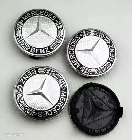 4 centros de jantes 75mm Mercedes Azul, Preto, Prateado Etc. - 7