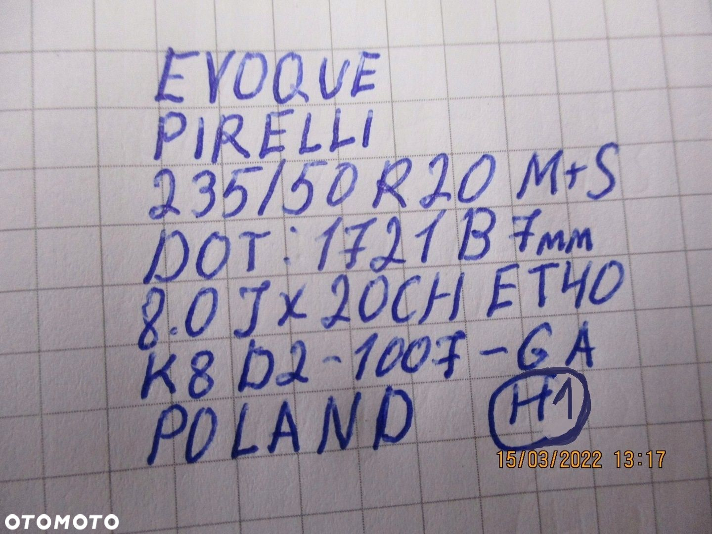 Koła felgi Opony Range Rover Evoque R20 7mm - 16
