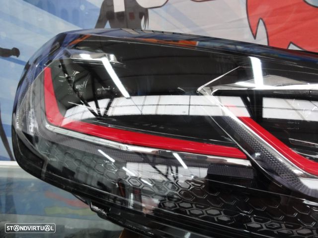 Faróis frontais full Led com pisca dinâmico e welcome light para VW Golf 7 12-17 Look 7,5 com risca vermelha - 5