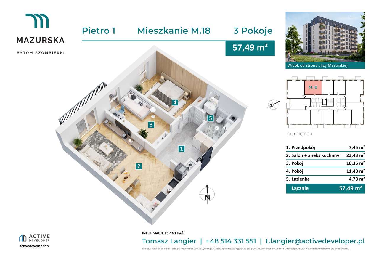 3-pokojowe mieszkanie, Piętra 1-6 | Nowa inwestycja