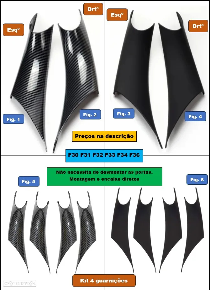 PROMOÇÃO Puxador pega porta interior BMW F30–F31–F32–F33–F34-F35-F36-F80-F83 - 5