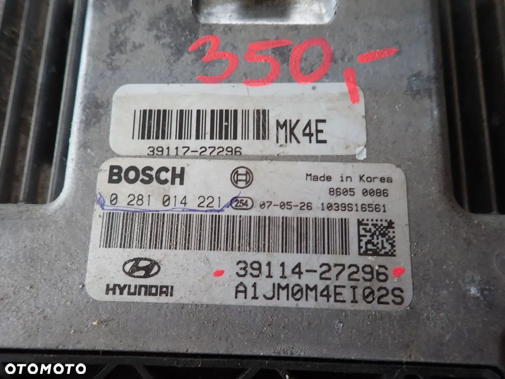 HYUNDAI KIA 2.0 CRDI KOMPUTER STEROWNIK SILNIKA 0281014221 39114-27296 - 2
