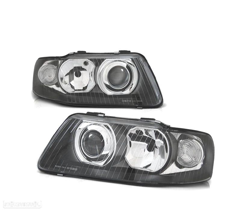 FARÓIS FRONTAIS AUDI A3 8L 00-03 RESTYLING. FUNDO PRETO - 1