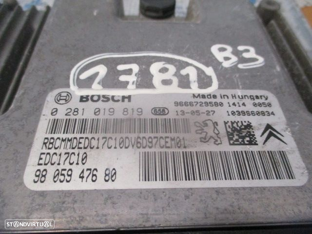 Centralina 0281019819 9805947680 CITROEN C3   2 A51 FASE 2 2013 1.6HDI 82CV 5P BRANCO BOSCH - 4