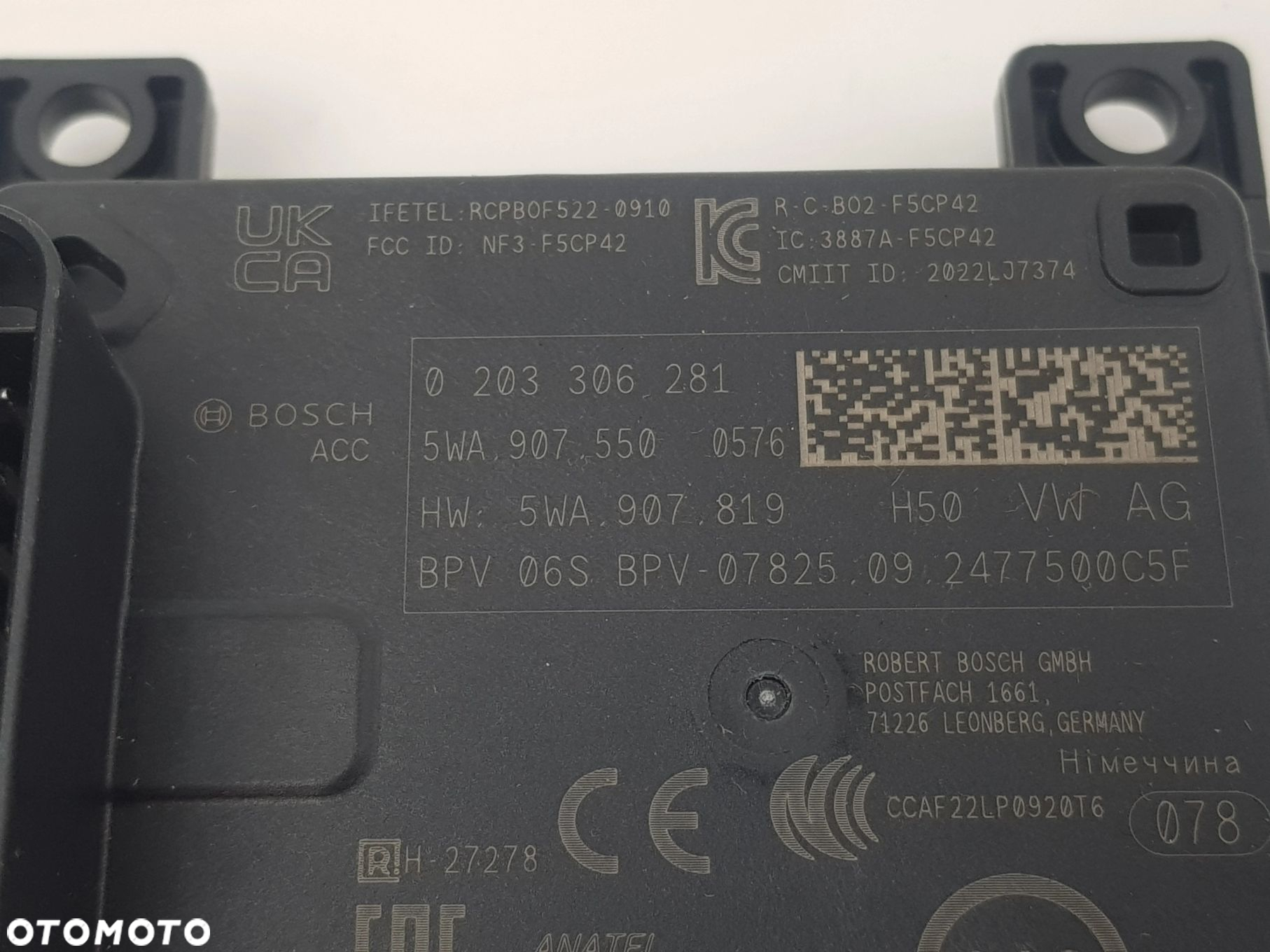 NOWY ORYGINALNY Radar Sensor Distronic Volkswagen Audi Skoda 5WA907550 - 5