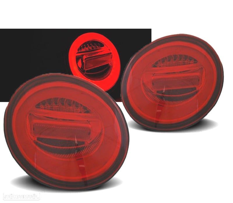 CONJUNTO DE FAROLINS VW NEW BEETLE 98 - 05 LED BAR COM INDICADOR DINÂMICO VERMELHO - 1