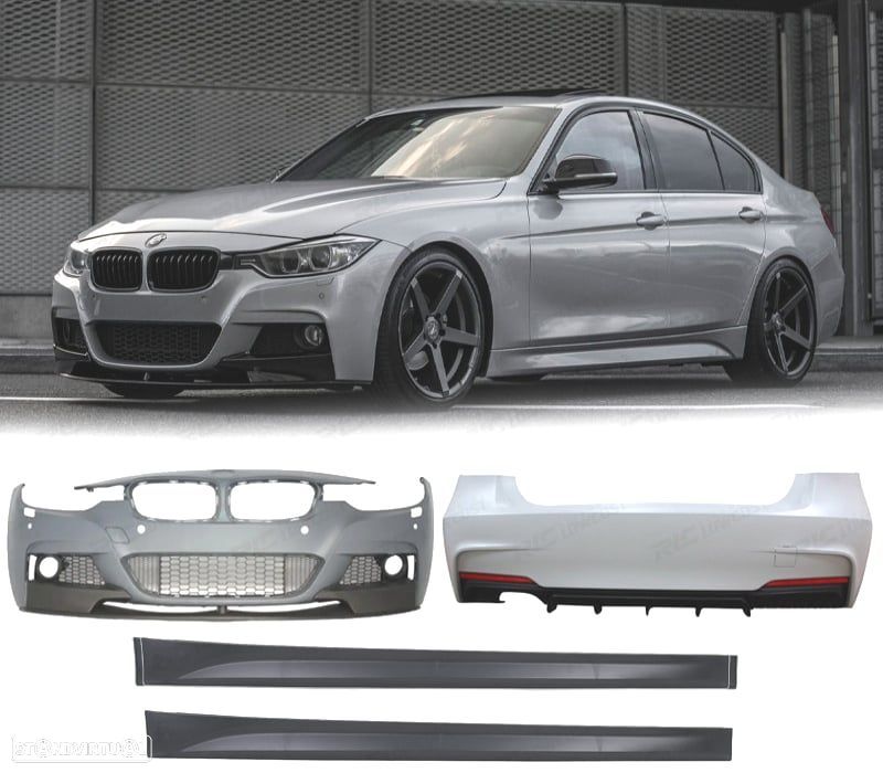 KIT CARROÇARIA BMW F30 LOOK M PERFORMANCE PDC SAÍDA DUPLA - 1