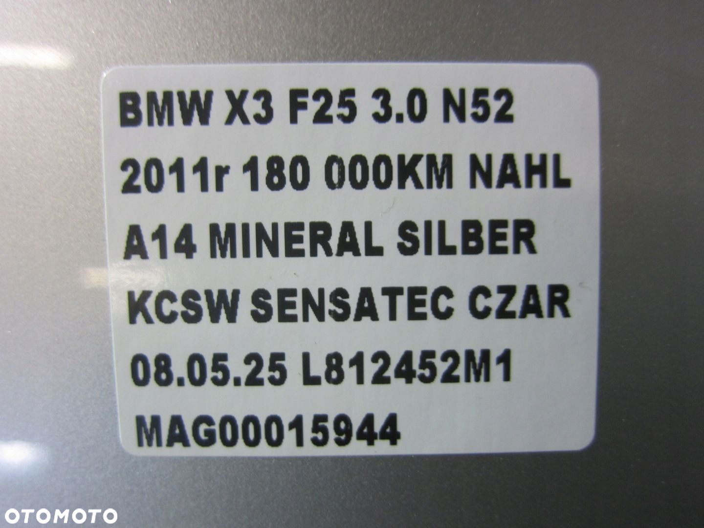 BMW X3 X4 F25 A14/7 MINERASILBER A14 MASKA PRZEDNIA PRZÓD POKRYWA SILNIKA - 15