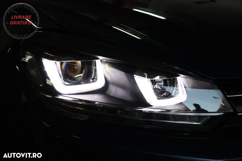 Bara Fata VW Golf VI Golf 6 (2008-2013) R20 Look cu Faruri LED Design Golf 7 3D U - livrare gratuita - 15