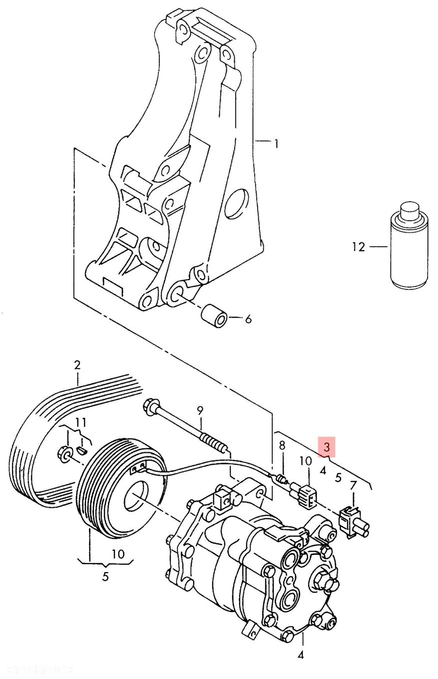 SPRĘŻARKA KLIMATYZACJI VW POLO IV 9N 1.4 TDI 01-09 6Q0820803D 6SEU12C 447220-8127 - 2